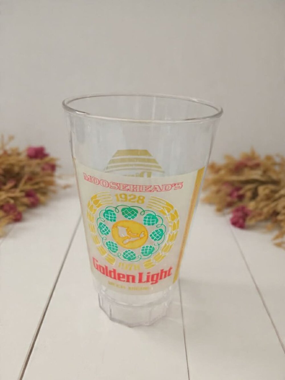Vintage Moosehead Golden Light & Pizza Delight 5.5" Pint Glass | Canadian Beer